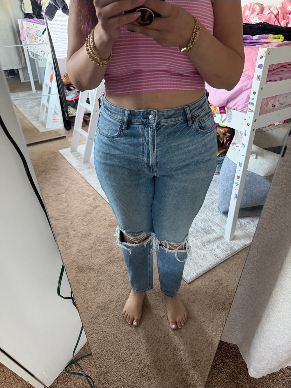 Light Blue Distressed Boyfriend Jeans — Strigid Fit